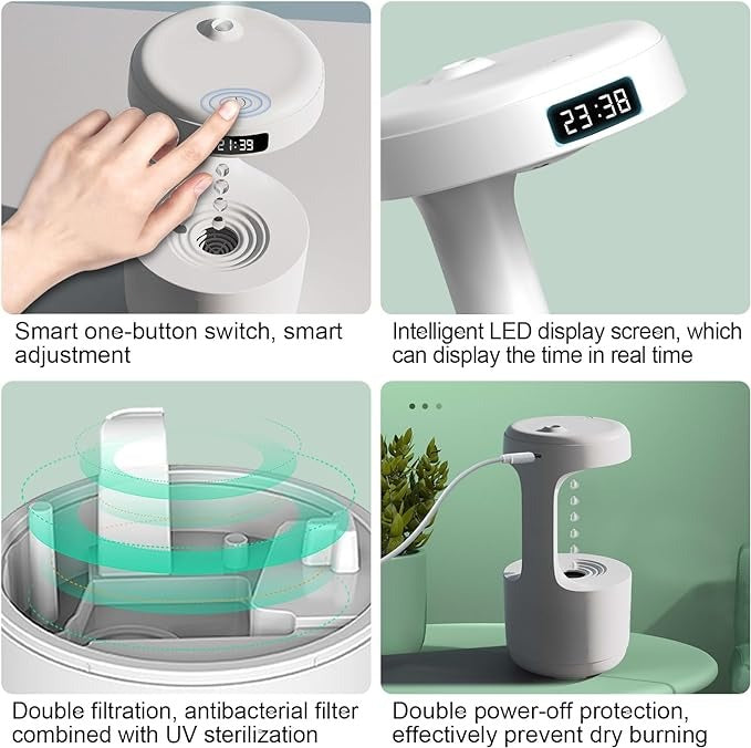 Anti Gravity Air Humidifier With Led Display